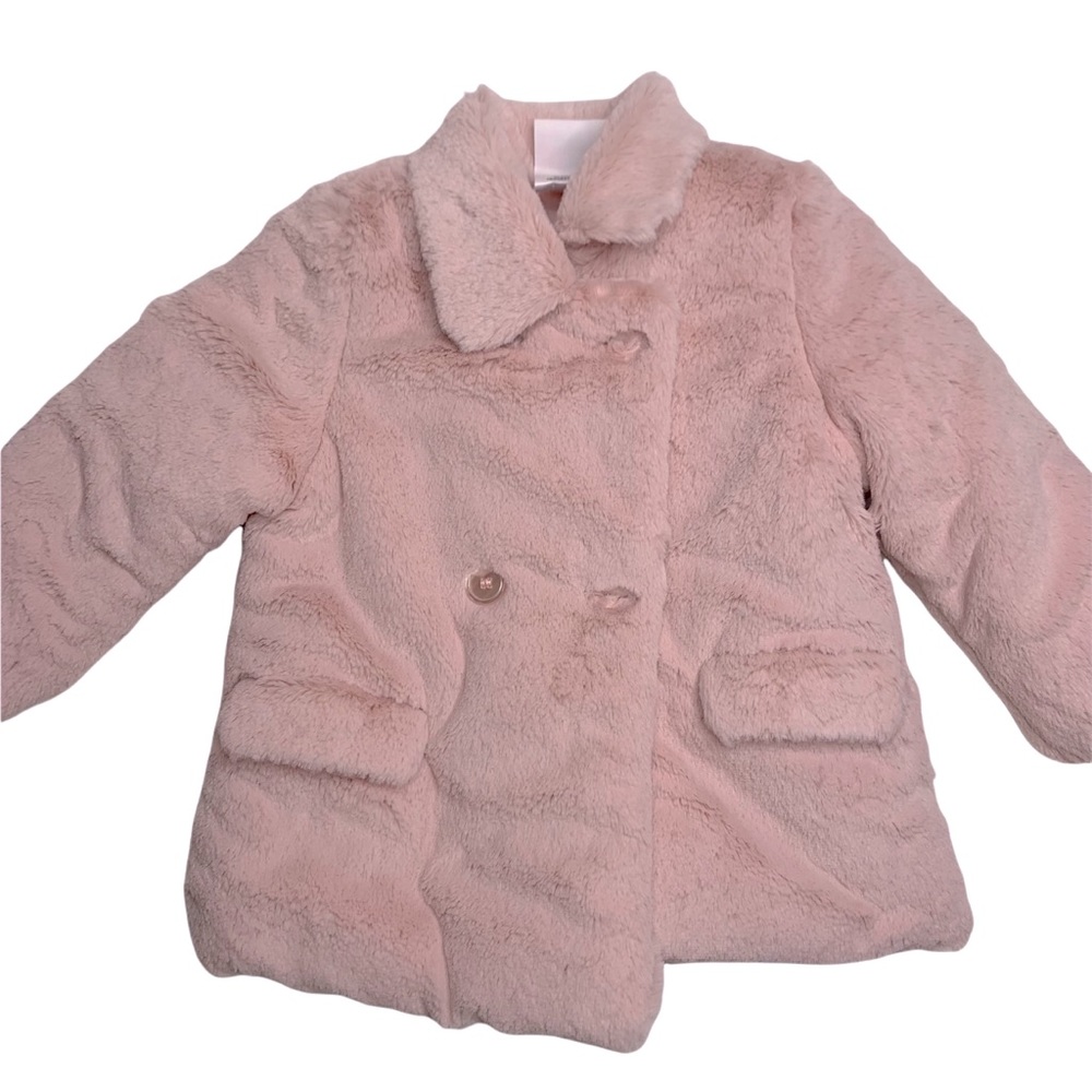 Nula Bug 24m softest cutest Pink faux fur pea coat NWT